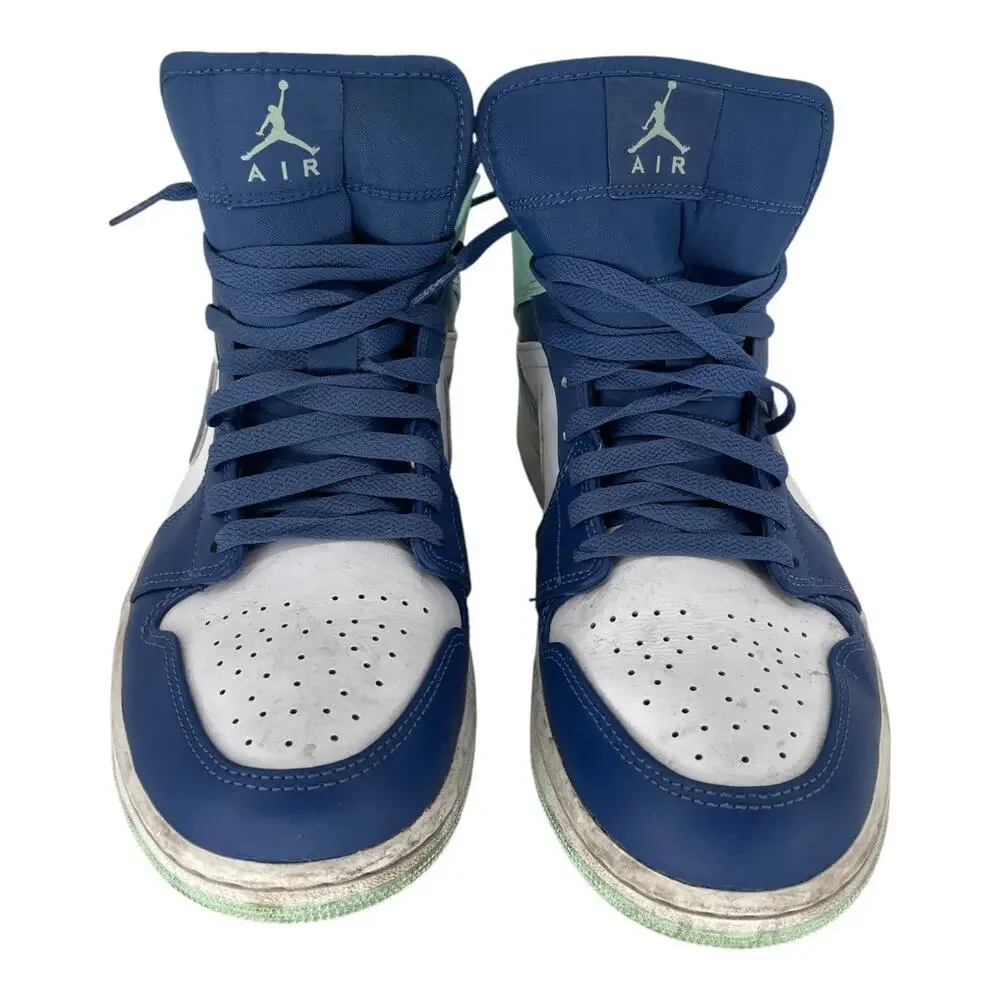 Nike Air Jordan 1 Mid Blue Mint Mystic Navy White 554724-413 Men’s Sz 10 - Picture 3 of 9